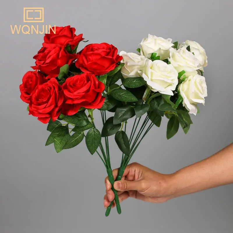 9 Köpfe lila künstliche Blumen Heimdekoration 9 Farben Schönheit Seide gefälschte Blume speziell für Hochzeit und Festival Dekoration – Detail 1