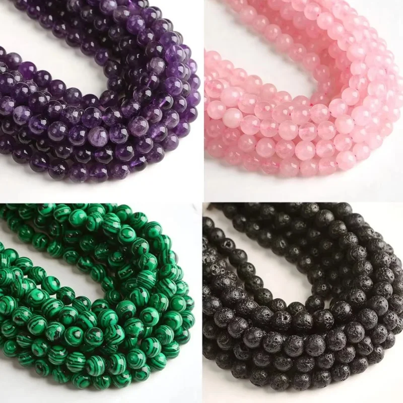 Natural Stone Beads 6mm Green Malachite Lava Amethyst Lapis Lazuli Rose Quartz Beads For Jewelry Making DIY Bracelet Necklace