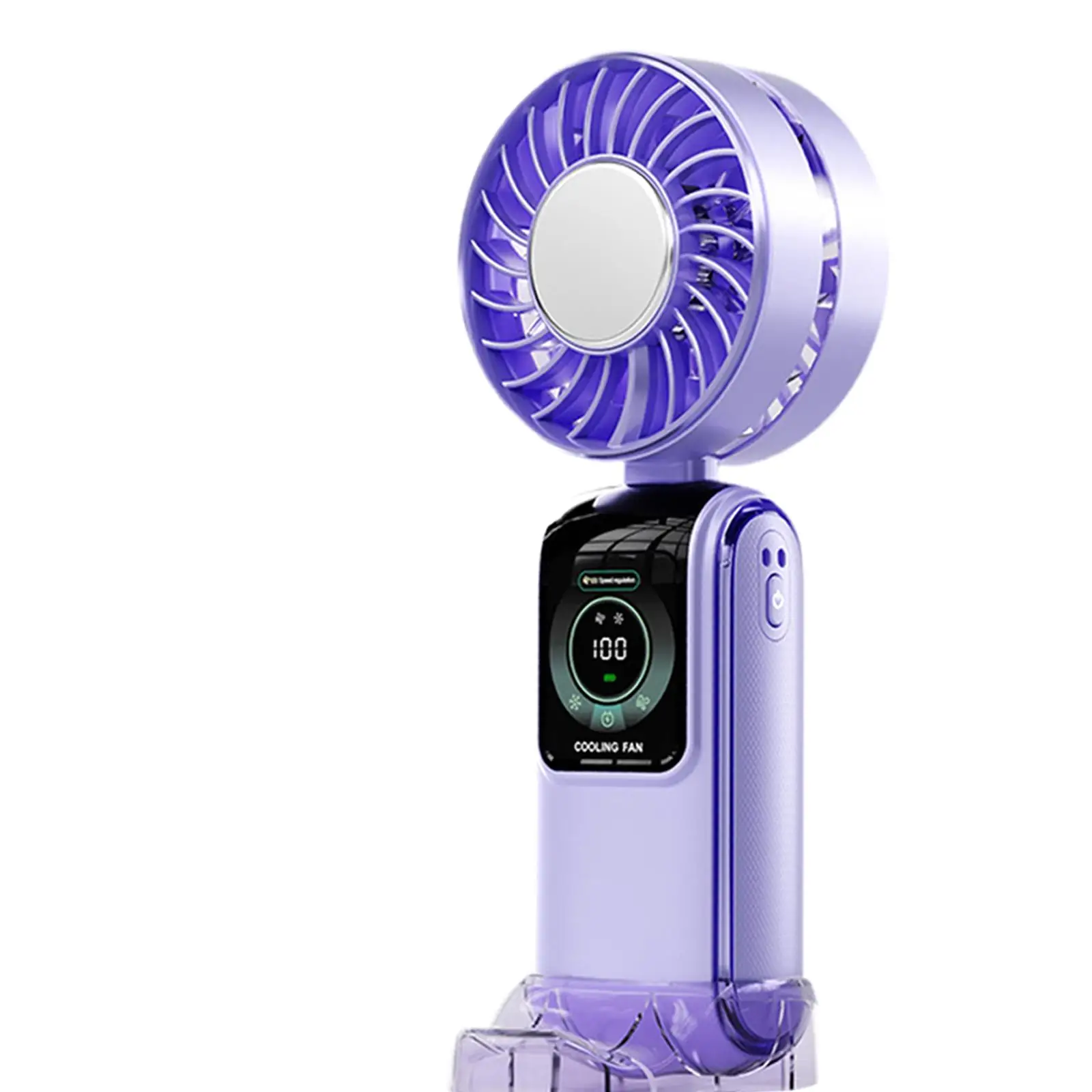 مروحة تبريد منخفضة الضوضاء قابلة للطي، مروحة شخصية للتحكم في زر عملي 100 سرعة قابلة للتعديل للصيف والمكتب والسفر والتخييم الرياضي