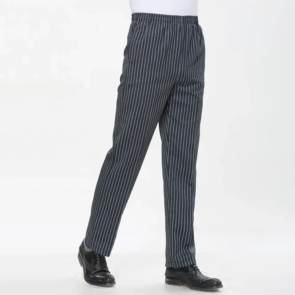 Work Women Elastic Trouser Waist Pocket Pants Baggy Zebra Men Chef Trousers Kitchen Restaurant Hotel Pant With Uniforms