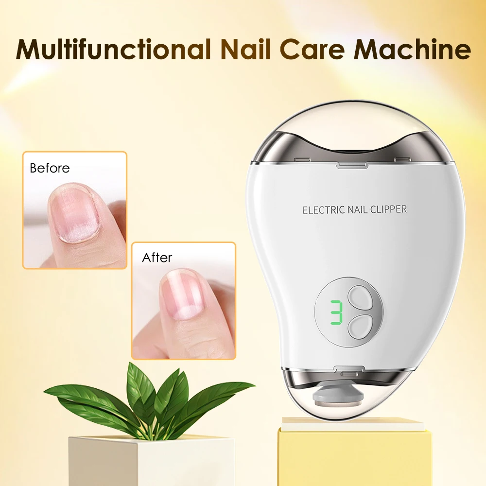 2 in 1 Electric Nail Clipper Automatic Polishing Nail Trimmer Mill Manicure For Baby Adult Nail Cutter Sharpener with Light Safe