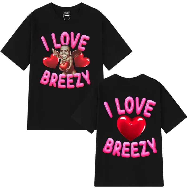 Rapper Chris Brown I Love Breezy Bowl XX Tour T-shirt Men Women Fashion Hip Hop T Shirt Oversized Cotton Casual T-shirts Tops