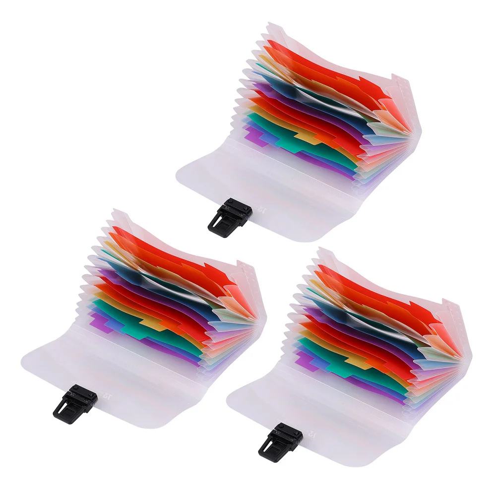 3pcs A6 Size 13 Pockets Plastic Expanding File Folder Organizer For Receipts Bills Documents Office School Portable Accordion