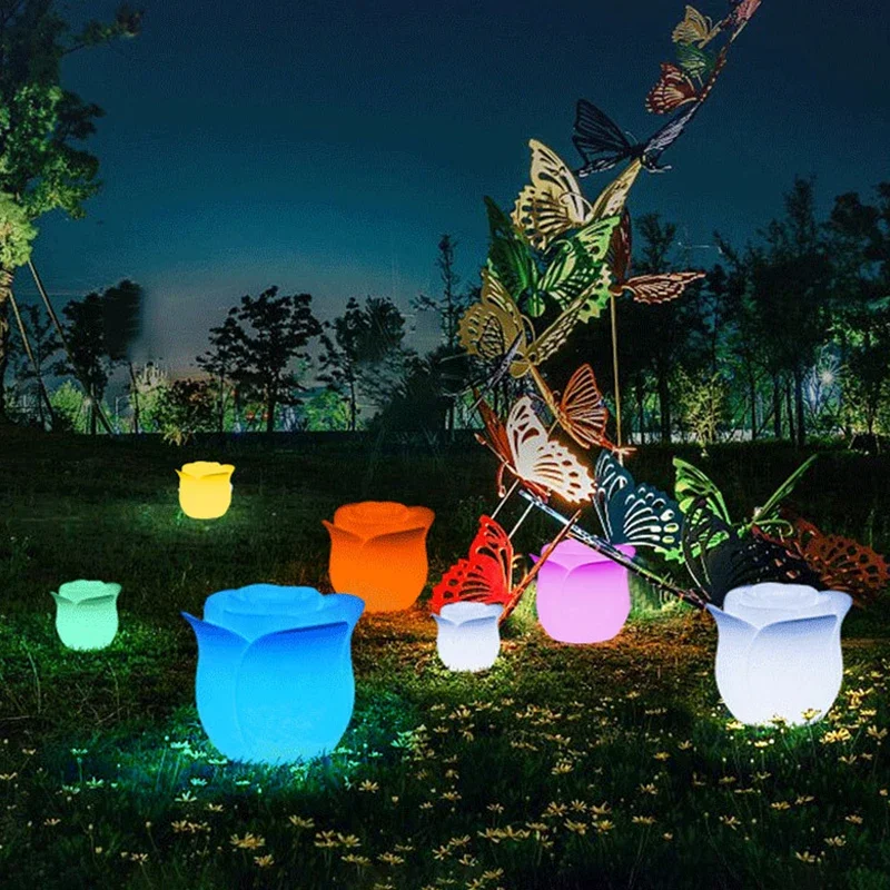 PLLY Modern Flower Landscape Lamp USB Electric Creative Lawn Light LED Remote Control Waterproof IP65 for Hotel Garden