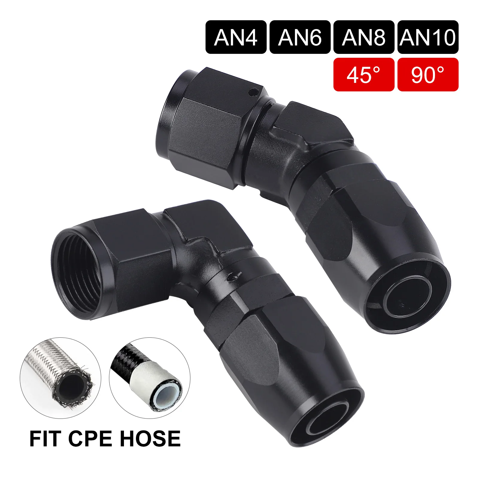 

Фитинги-адаптеры AN4 AN6 AN8 AN10 кованые поворотные, 45 и 90 градусов, алюминиевые, для универсальных топливных магистралей и масляных радиаторов CPE