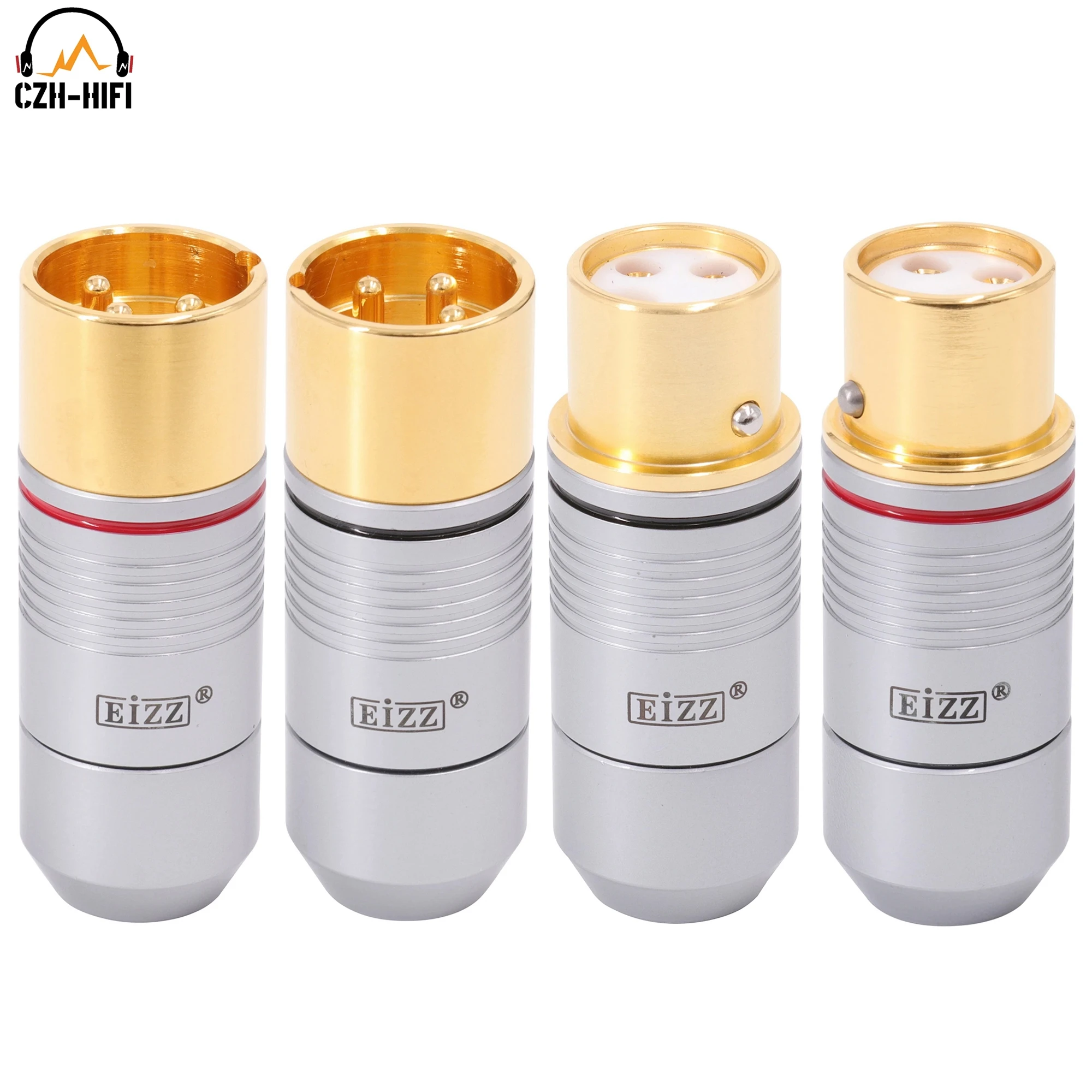 

EIZZ High End Tellurium Platinum Copper XLR Male Female Jack Balanced Plug Connector for HiFi Audio Amplifier Headphone DIY