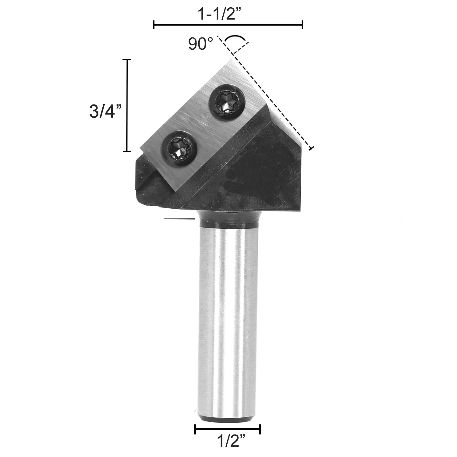 1/2 Inch 1/4 Inch 8mm Shank Dual Blades 90 Degree V-Groove Router Bit Carbide Insert Wood CNC Router Bit