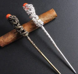 New Copper Brass Cigar Dragon Needle Knife Drill Prevent Hot Hands Hairpin Gifts