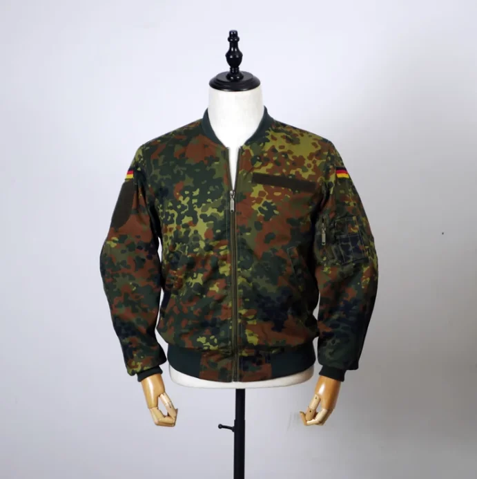 

German Army Camouflage Jacket Zipper Men's Jacket Workwear Casual Military Fan Short MA1 Flight Suit
