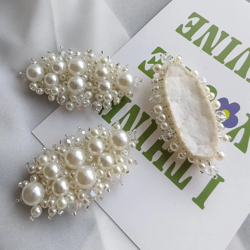 3PCS  DIY beaded pearl hair clips, accessories, fabric patches, beaded clothing accessories, fabric patches