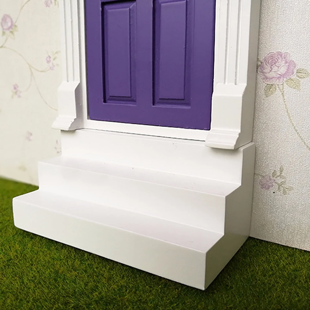 1:12 Dollhouse Miniature DIY Cottage White Wooden Doorstep Stair DollHouse Outdoor Accessories