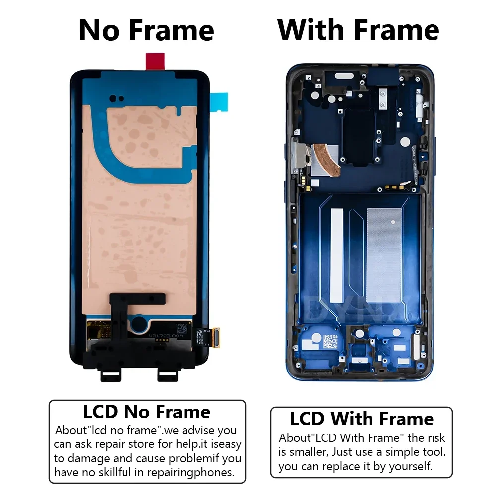 100% Tested 6.67\'\' AMOLED LCD Display For Oneplus 7Pro LCD With Frame Display Touch Screen Digitizer Assembly Replaceable