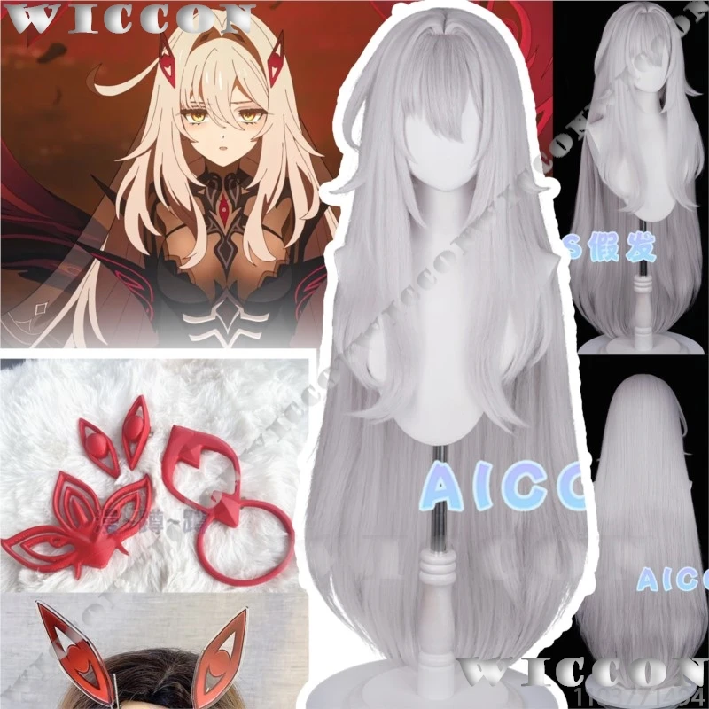 مجموعة كاملة من أزياء رولر أوف ديث رونوفا جينشين إمباكت جيم، فستان أسود وأحمر، شعر مستعار فضي، أغطية رأس حمراء للنساء والفتيات في الهالوين