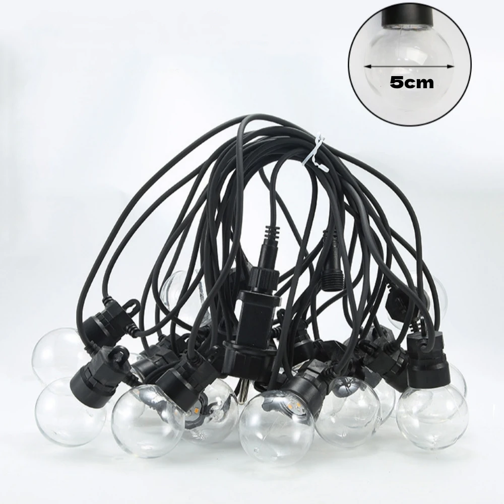 في الهواء الطلق G50 اكليل سلسلة أضواء مقاوم للماء 24 فولت IP44 الطاقة LED مخيم الزفاف فناء الفناء الخلفي الشرفة سطح السفينة حديقة عطلة حلية #6