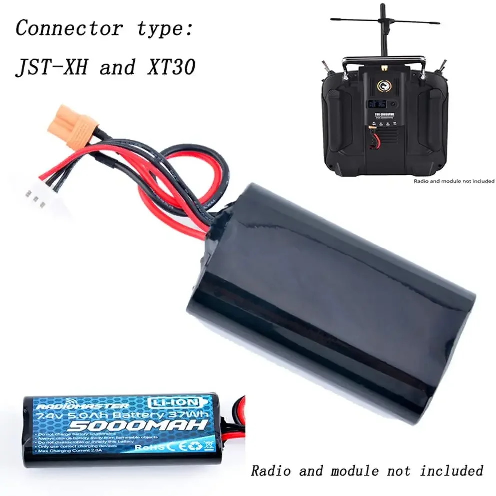 RadioMaster 2S 7.4V 5000mah 37wh Li-Ion pil txremote TRemote kontrol verici JST-XH ve XT30 fiş büyük dayanıklılık