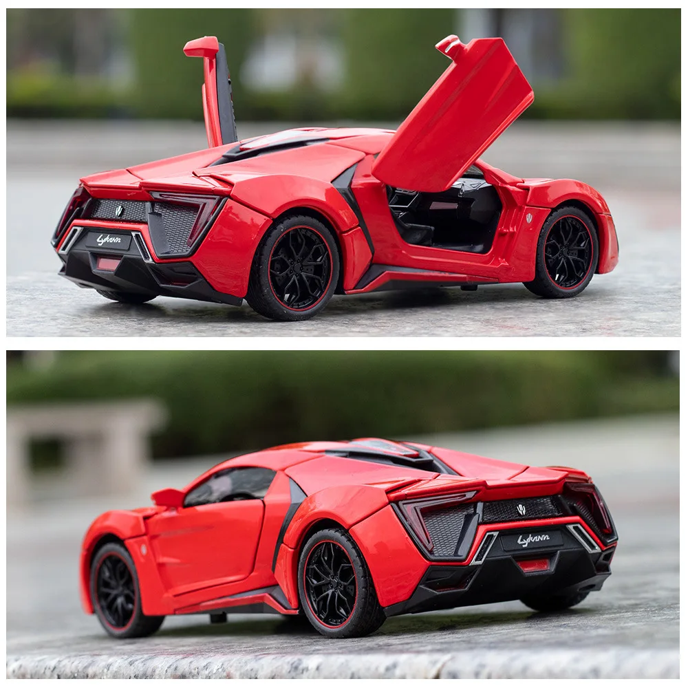 Lykan – supercar en alliage moulé sous pression 1:24, modèle de voiture, jouet de Simulation de Limousine, son et lumière, jouets décoratifs avancés pour garçon