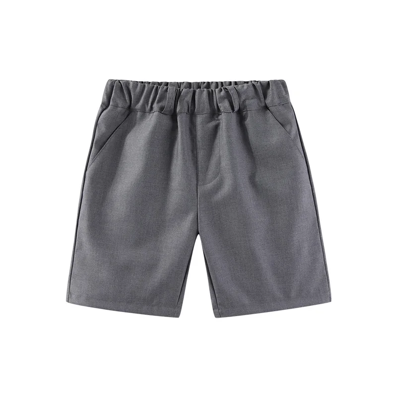 DE PEACH Summer Girls Boys Suit Shorts Solid Elastic Waist Anti Zou Children Casual Knee-Length Pants Kids Formal Fifth Pants