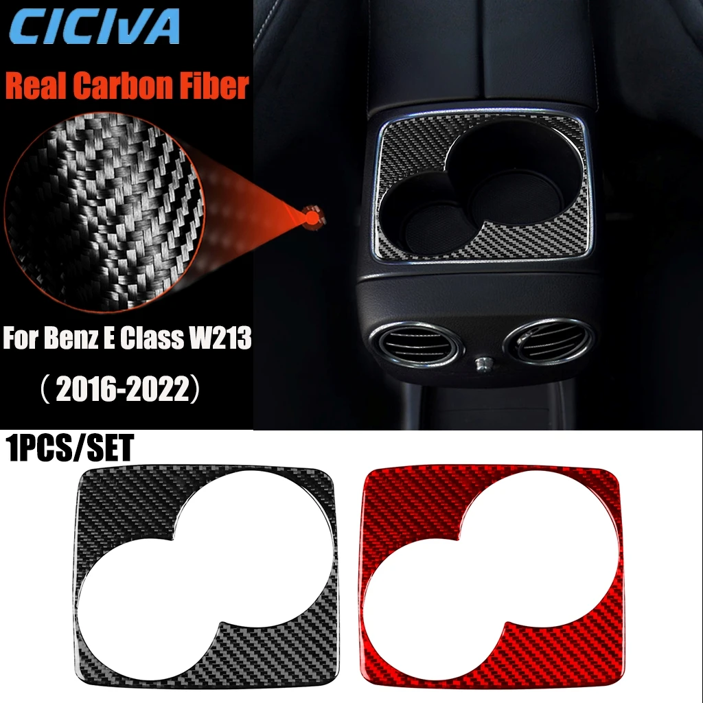 

Carbon Fiber Car Accessories Rear Armrest Cup Holder Modified Interior Trim Cover Sticker For Mercedes Benz E Class W213 2016-22