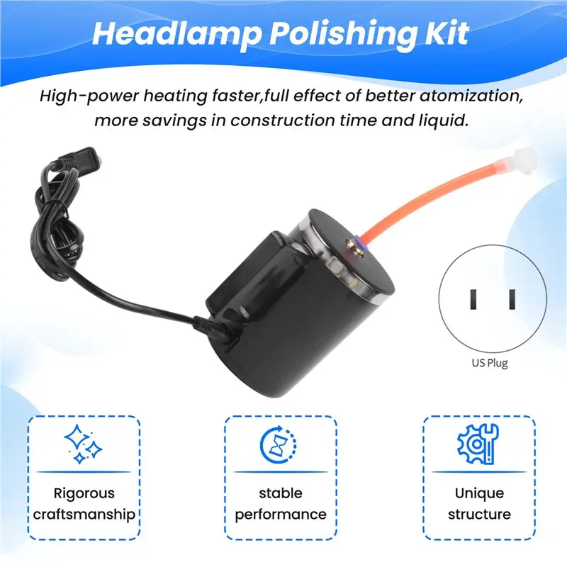 A56P-Car Headlamp Polishing Kit Headlight Polish Repair Tool Heating Atomization Cup Electric Heating Cup With Nozzle US Plug