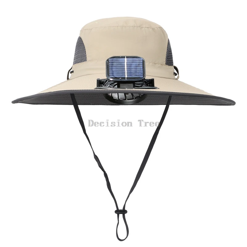 2025 hot sale adjustsble solar fan hat large wind charging men summer outdoor sun protection camping hiking hat large brim a001