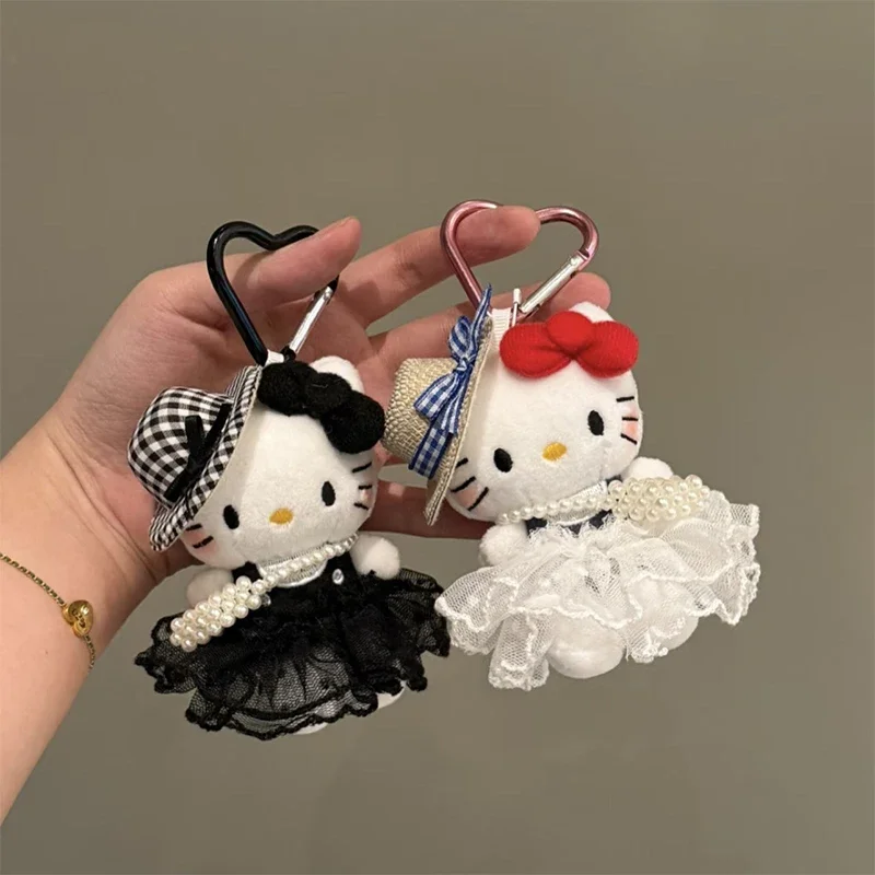 1pc sanrio chaveiro hellokitty bonito premium chapéu de palha boneca de pelúcia mochila pingente menina quarto vestir espelho quadro decoração