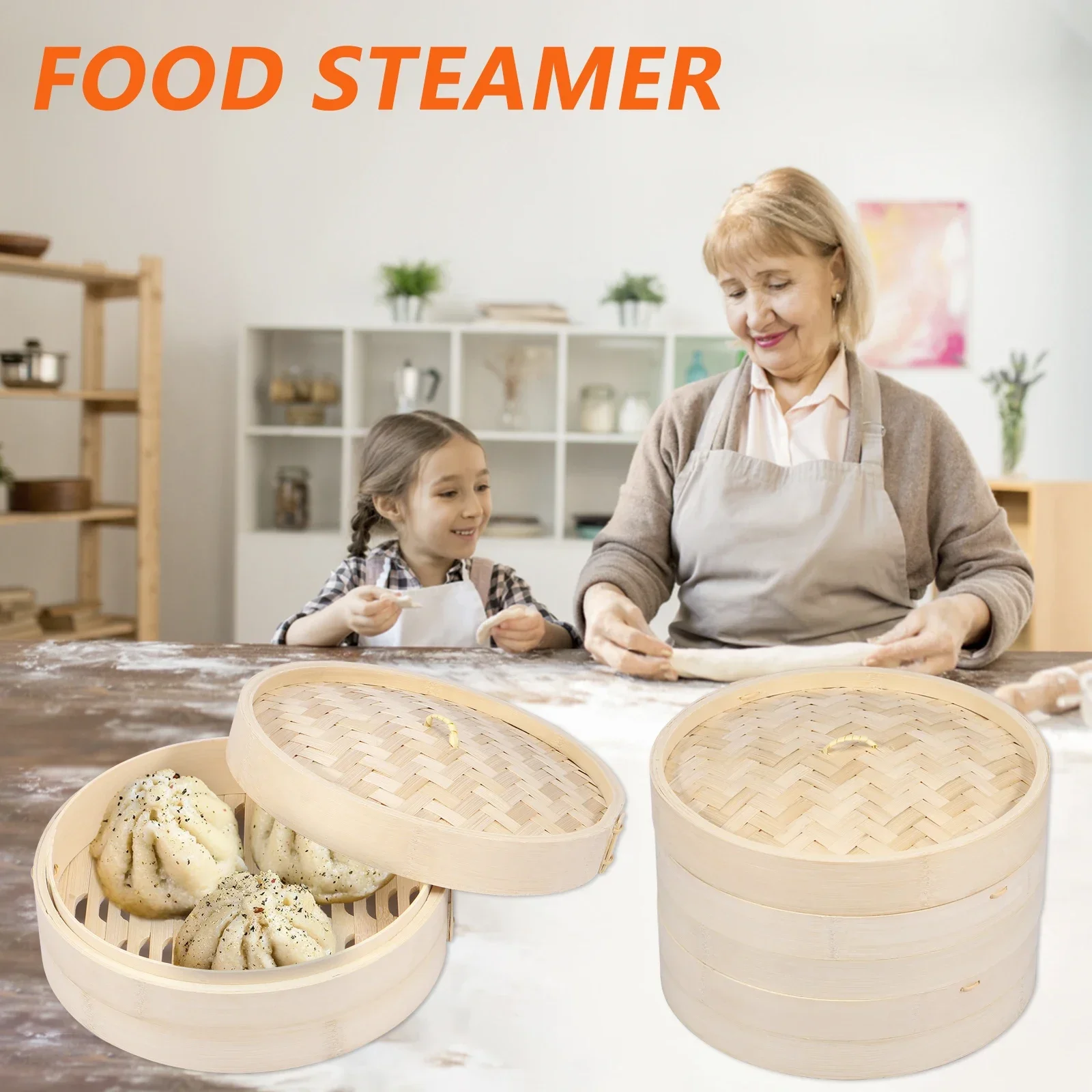 

1/2Pcs Bamboo Steamer Basket Handmade Bamboo Dumpling Steamer 10 Inch Lightweight Eco-Friendly Food Steamer Baskets