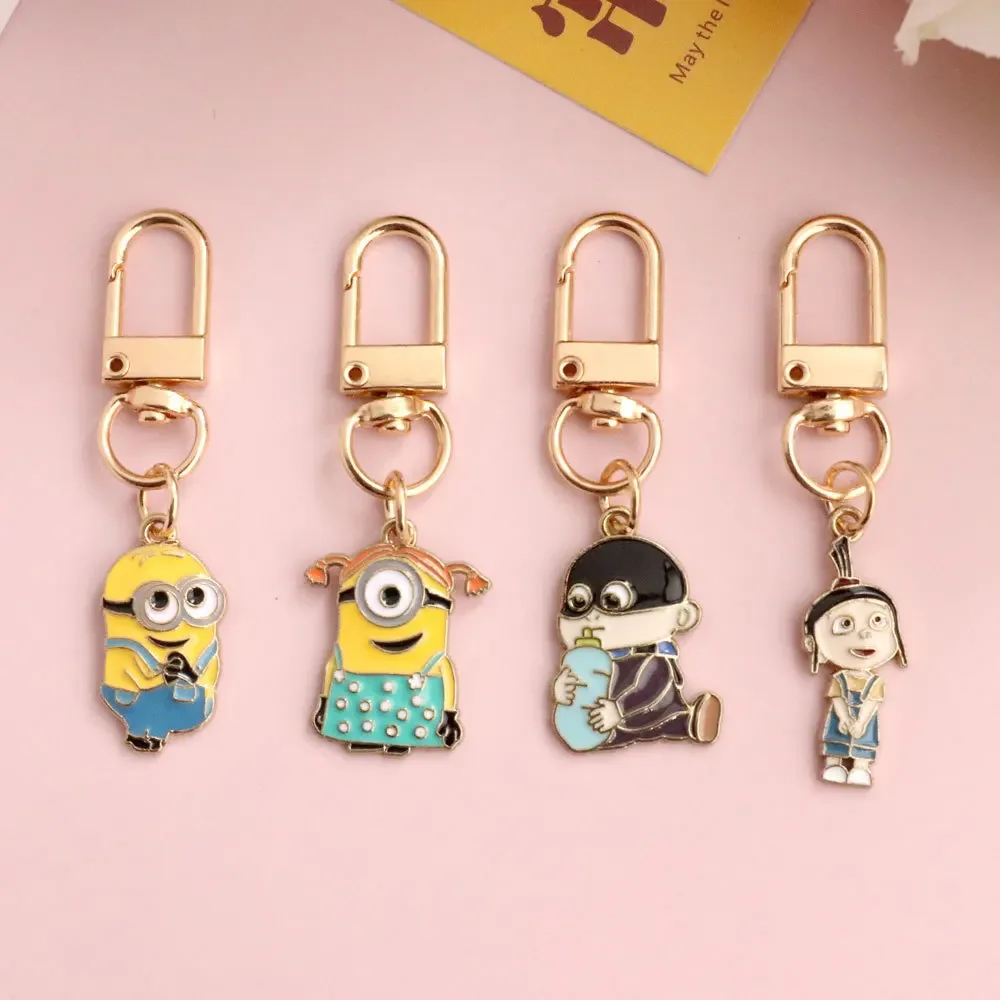 New Minions Kevin Bob Keychain Cartoon Toys Model Silicone Pendant Keyring Cosplay Car Backpack Key Holder Accessories Kid Gifts