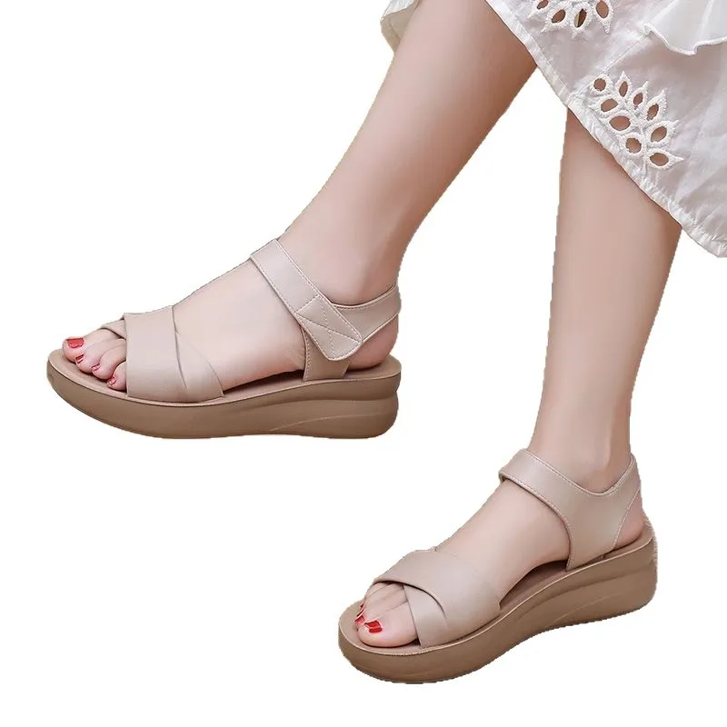 2025 35-40 Tacón de Cuña para Mujer Zapatos de Mujer Sandalias de Verano 2025 Sandalias de Plataforma de Mujer de Lujo Vestido Sandalias Roma en Cuero