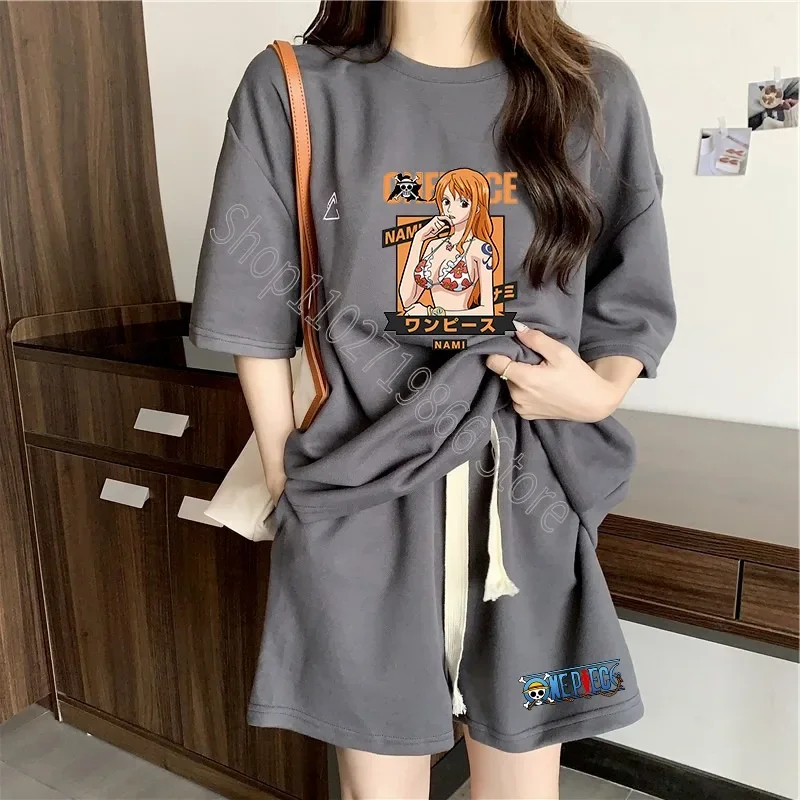 Conjunto de camisetas y pantalones cortos de una pieza para adultos, camiseta de gran tamaño para mujer, camiseta con patrón de película de Anime para hombre, ropa de moda de verano para exteriores, 2 uds.