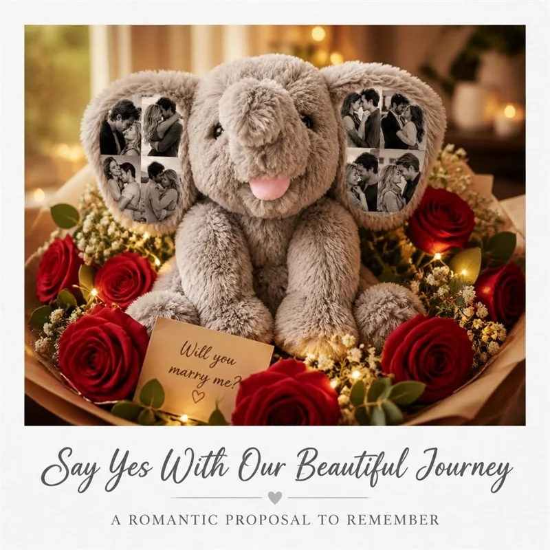 Custom Photo Plush Elephant Personalized Memory Keepsake Gift Jewelry Ornaments