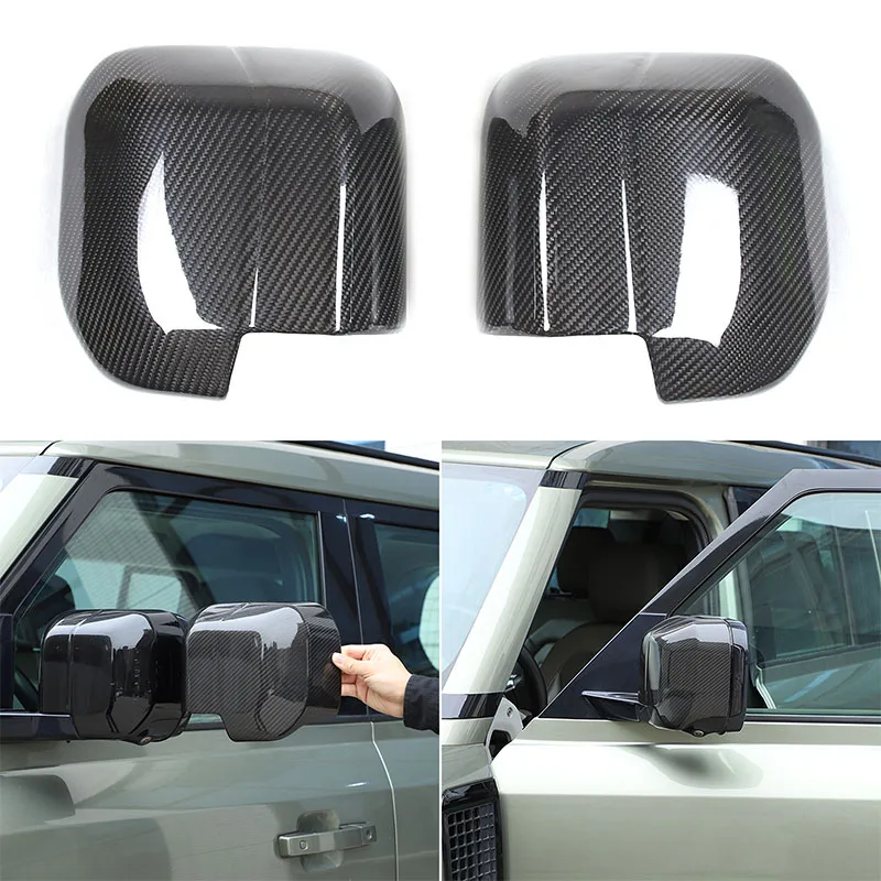 

For Land Rover Defender 2020+ 90 110 130 Real Carbon Fiber Car Styling Car Exterior Mirror Housing Sticker Car Accessories 2Pcs