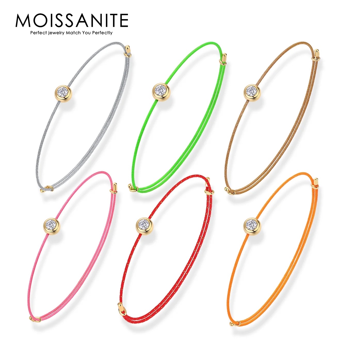 0.3 CT Vibrant Moissanite Wish Bracelets Colorful Oriental Wish Cord Collection Symbolic Traditional Bracelets for Daily Wear