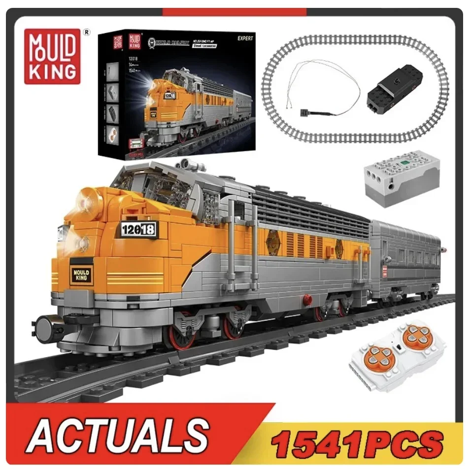 

Mould King 12018 Technical Train Building Block Remote Control USA EMD F7 WP Diesel Locomotive Model Kids Christmas Gift Toys