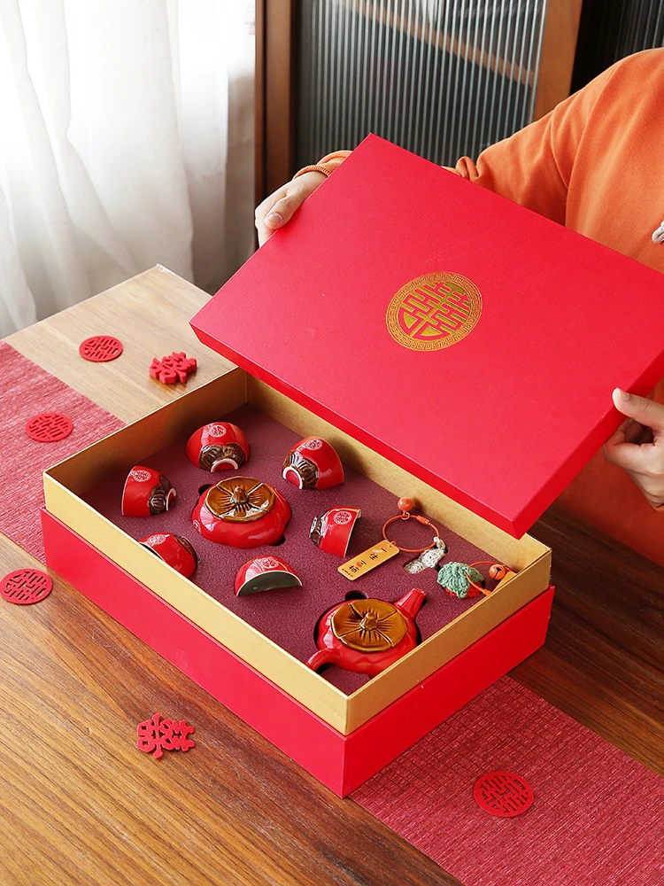 

Свадебный подарочный чайный набор для молодоженов: керамический, практичный, праздничный, креативный, в китайском стиле, для помолвки и свадьбы