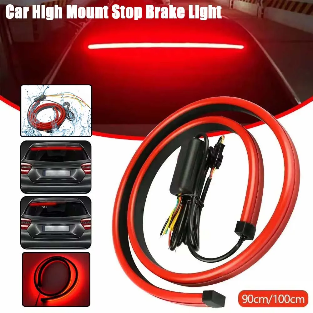 100/90cm High Mount Car Signal Lamp Led Strip Brake Light Stop Driving Warning Tail Lights Single Multiple Mode Flexible Styling