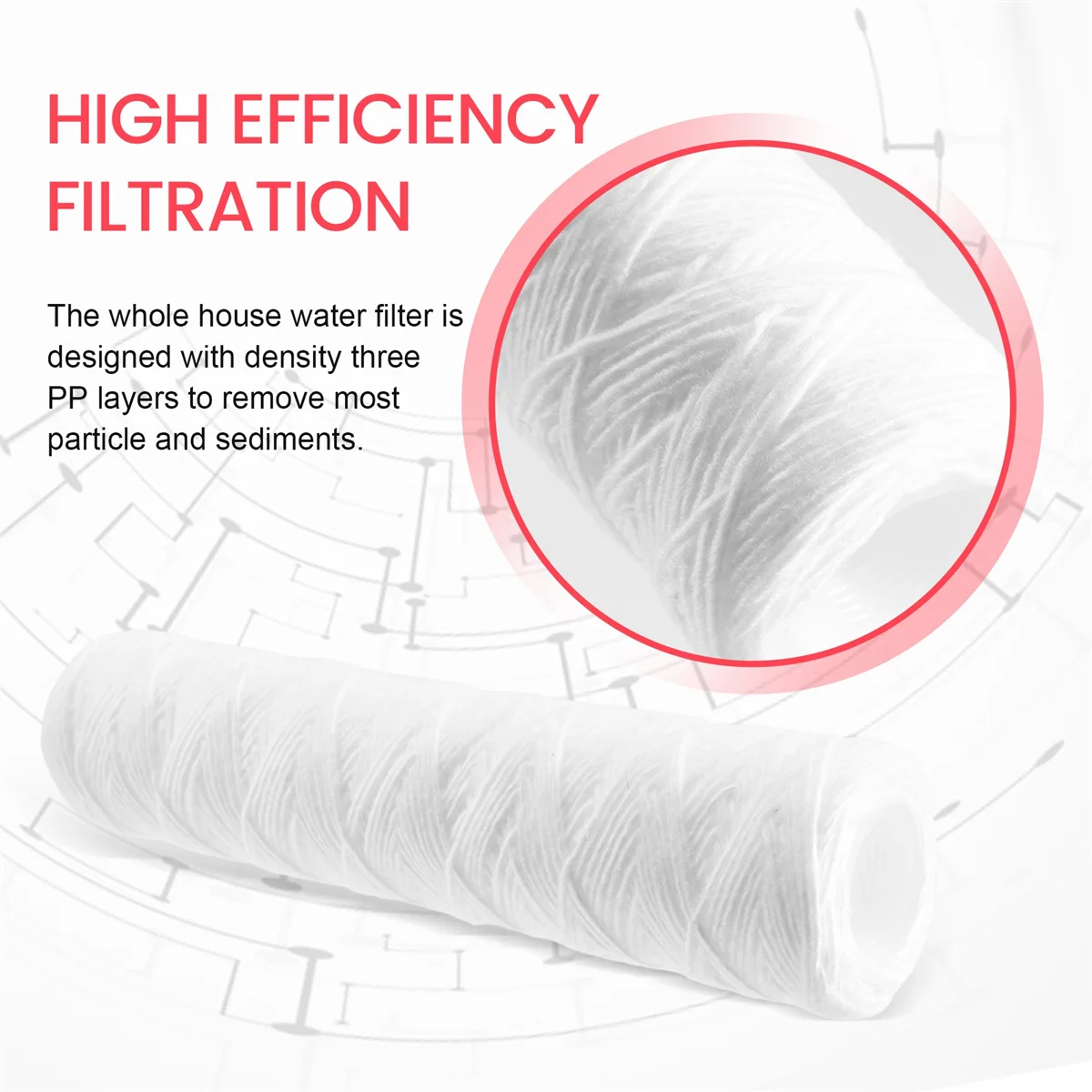 3Pcs Water Purifier 10 Inch String Wound Filter 5 Micrometre PP Cotton Filter Sedmient Filter