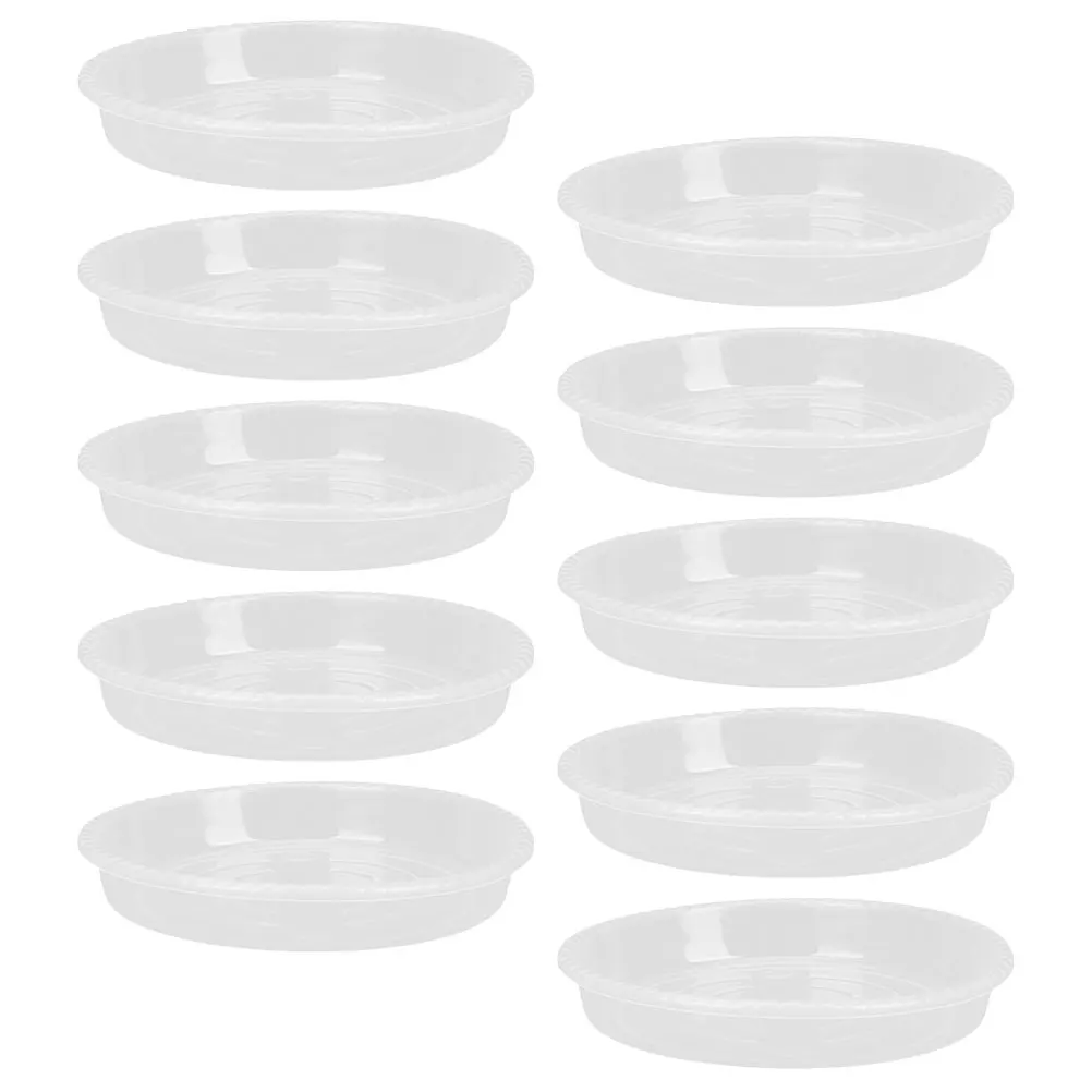 

10pcs Round Planter Tray Flower Pot Base Saucer for Potted Plants Drip Plastic Pots Transparent 140 Model Plant Water Tray