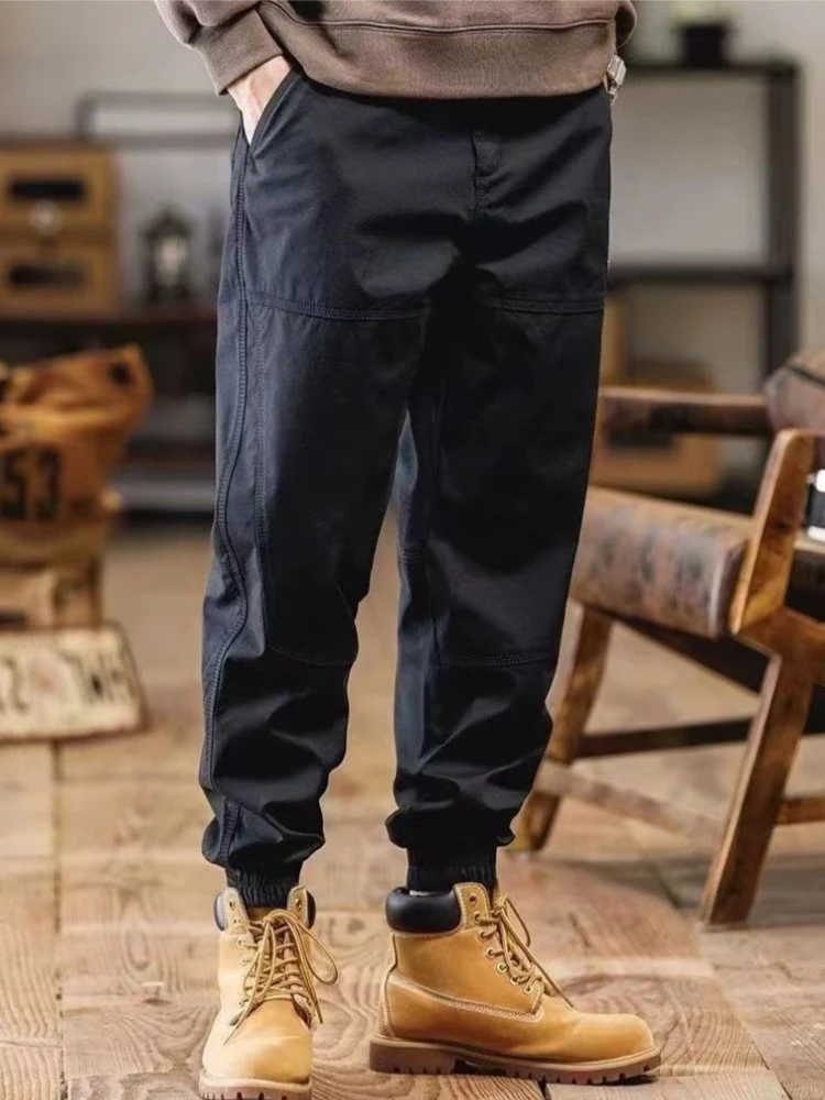 

Мужские зимние брюки-карго на флисовой подкладке в винтажном стиле, прочные рабочие брюки свободного кроя с манжетами, повседневные длинные брюки для холодной погоды ​