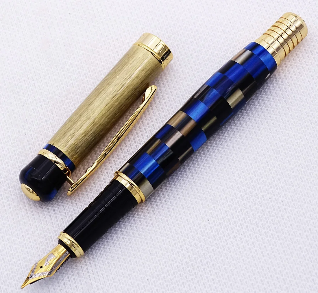 Kaigelu 316 / 336 Marble Celluloid Fountain Pen, 22KGP Medium Nib Beautiful Phantom Black-White / Blue / Borwn Pattern Gift Pen