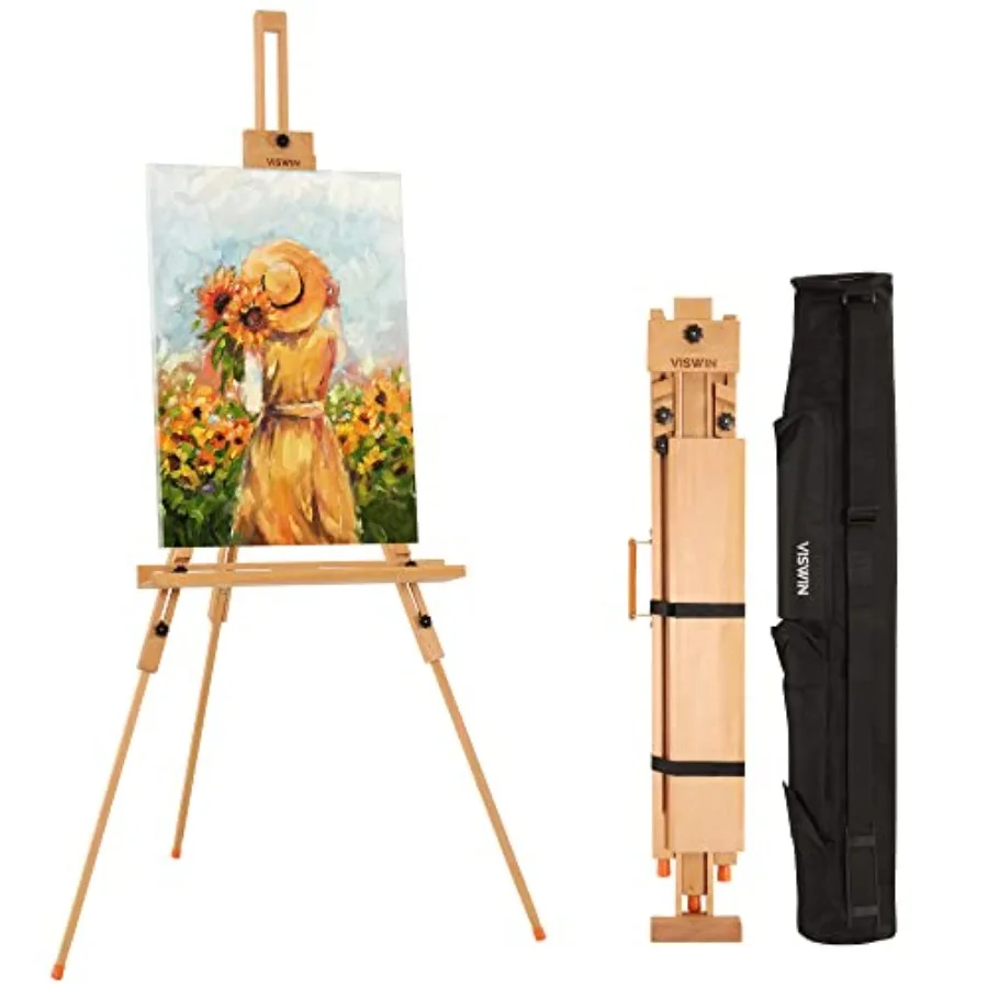 

Portable Easel for Painting with Bag Tilting Flat and Adjustable Beech Wood Art Easel Stand Holds Canvas up to 44" Tripod Field