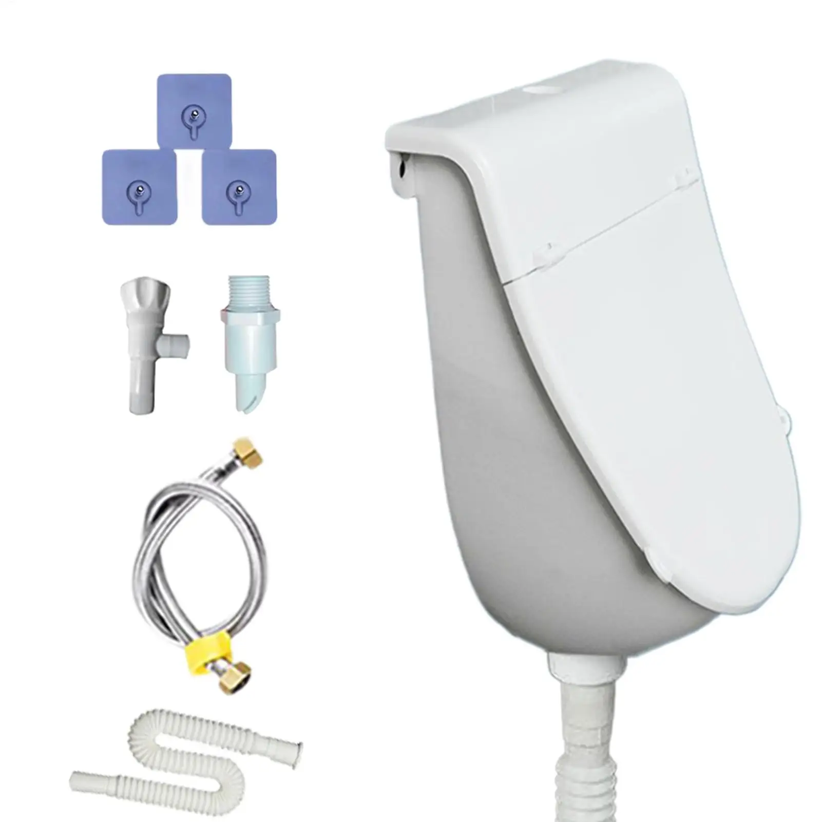 Wall Urinal Urine Separator PP Wall Mounted Toilet Odorless Urine Separator with Lid for Home Motorhome Boy Men Dorm Garden