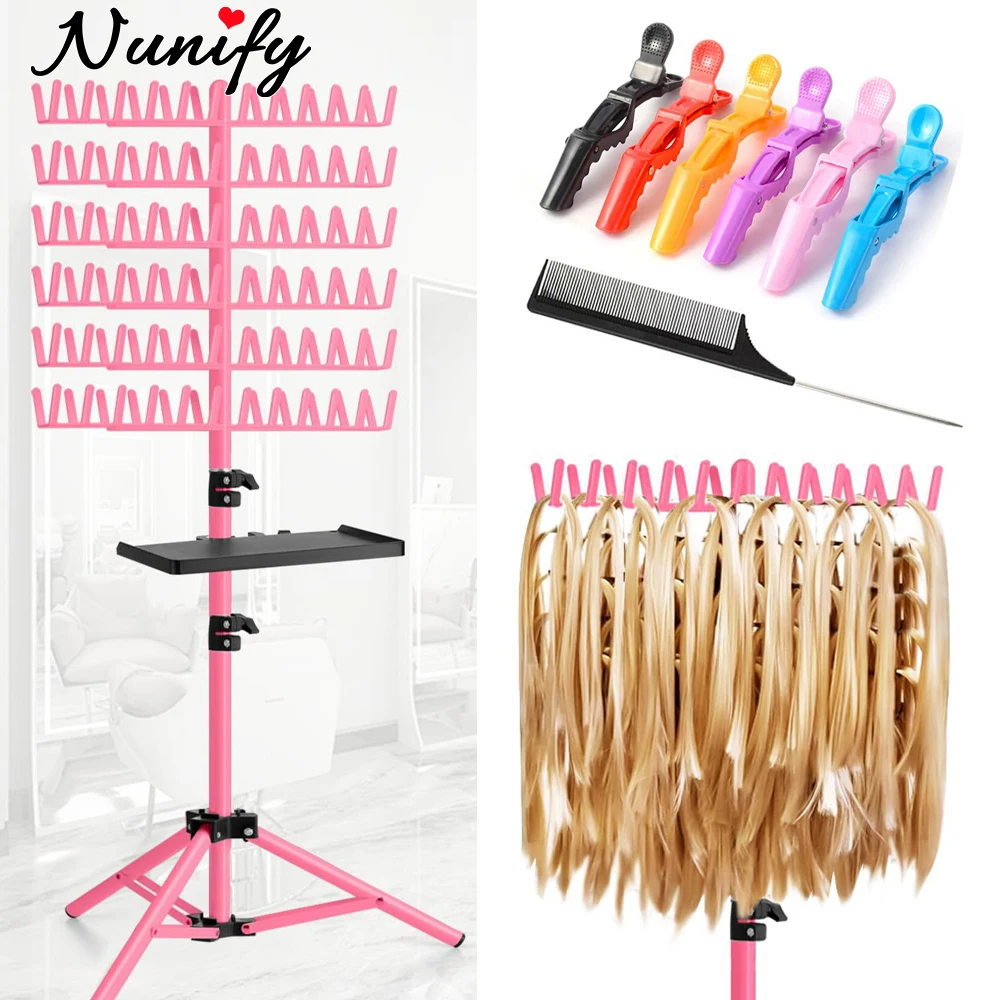 

Braiding Hair Rack With Tray Braiding Rack Stand For Hair Extension Black Pink White Color Adjustable Hair Braiding Accessories