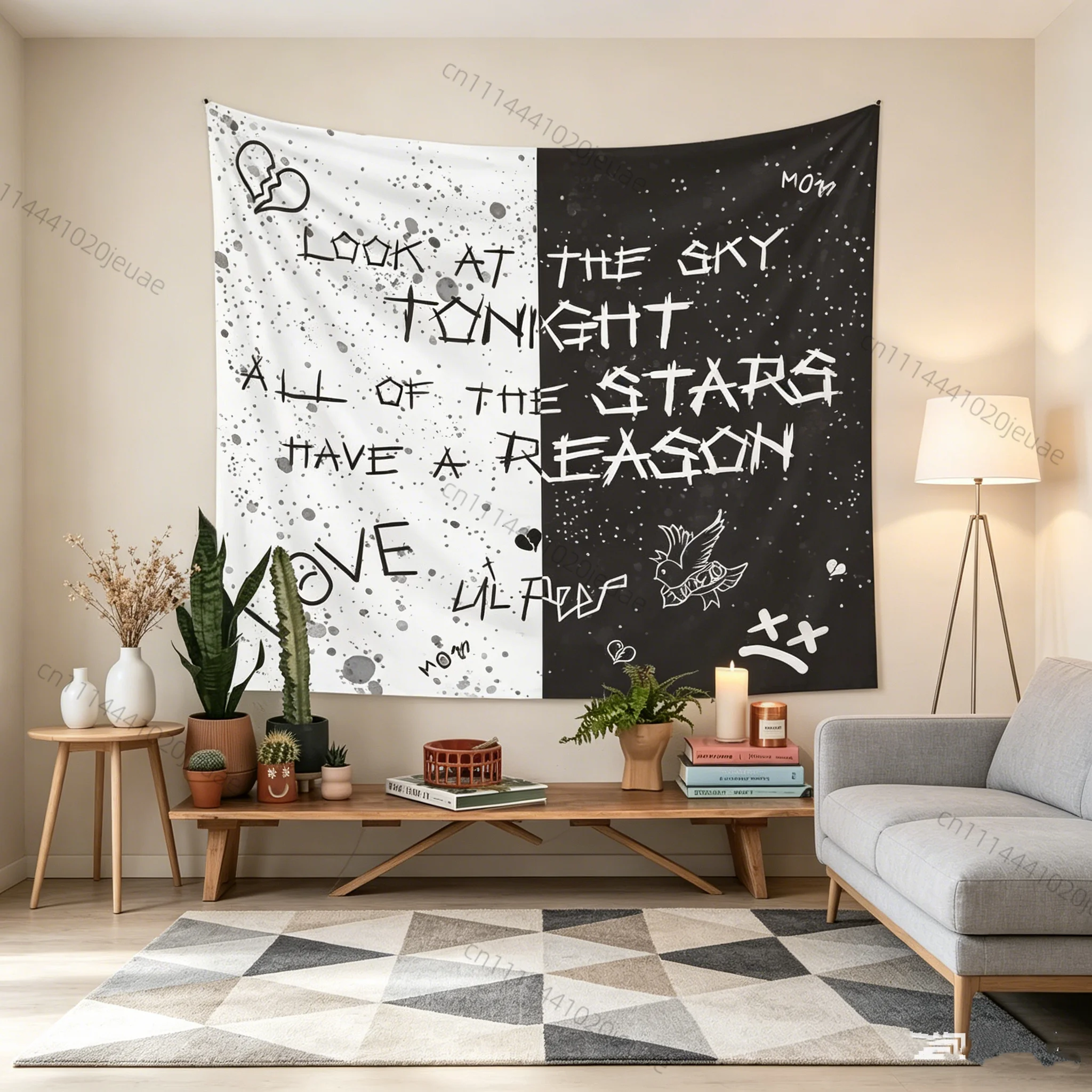 Funny Flags Tapestry Look At The Sky Tonight Lil Peep Tapestry American Retro Living Room Sofa Background Cloth Wall Decoration