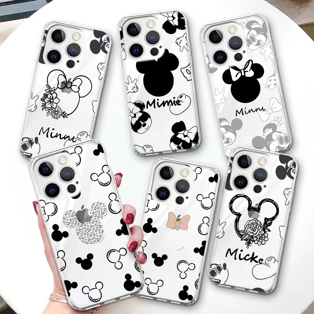 Mikey Minnie Mouse Logo Case for Apple iPhone 11 13 14 12 15 Pro Max XR 7 8 Plus X XS Transparent Soft Silicon Phone Cover Coque