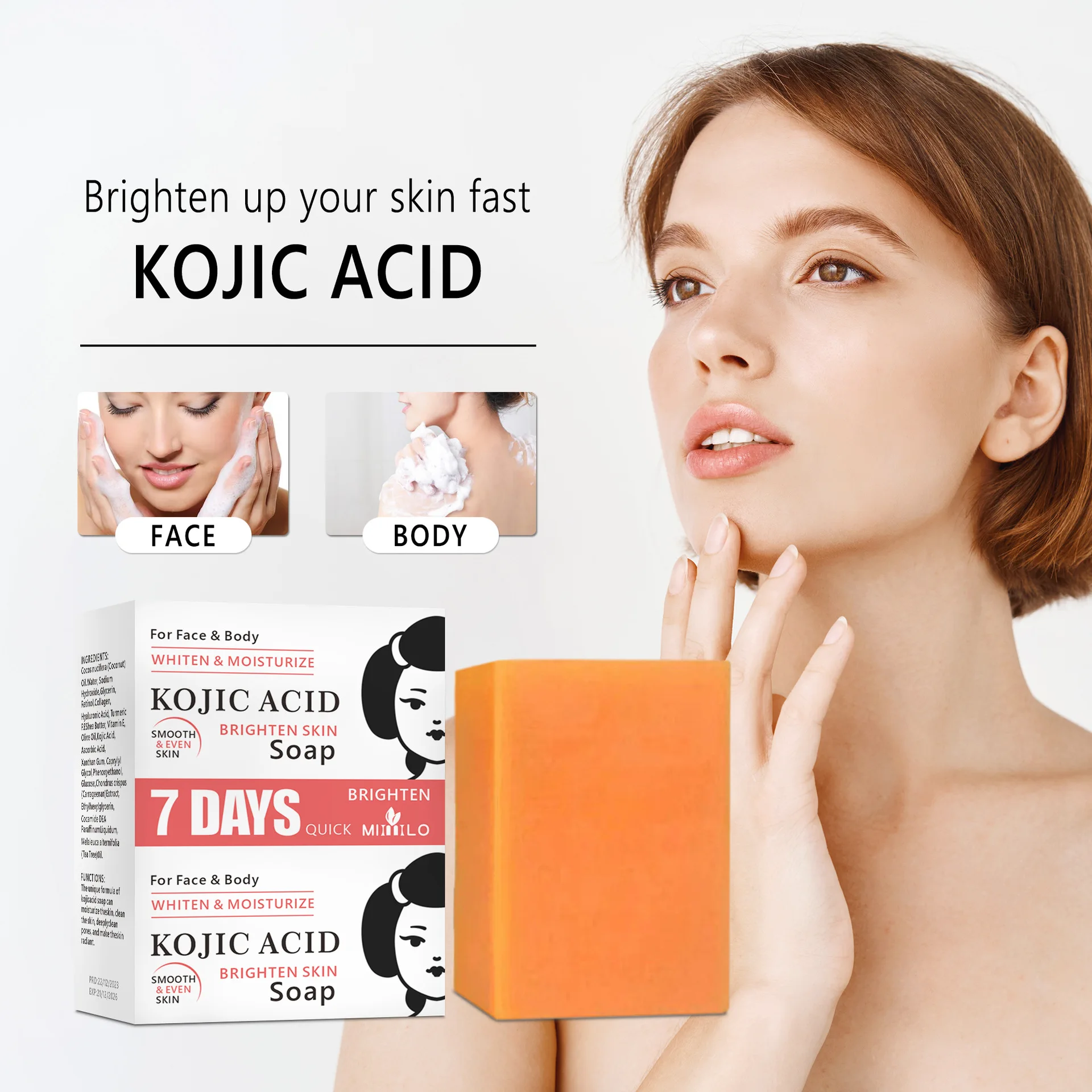 Kojic acid soap facial skin deep cleansing and moisturizing soap