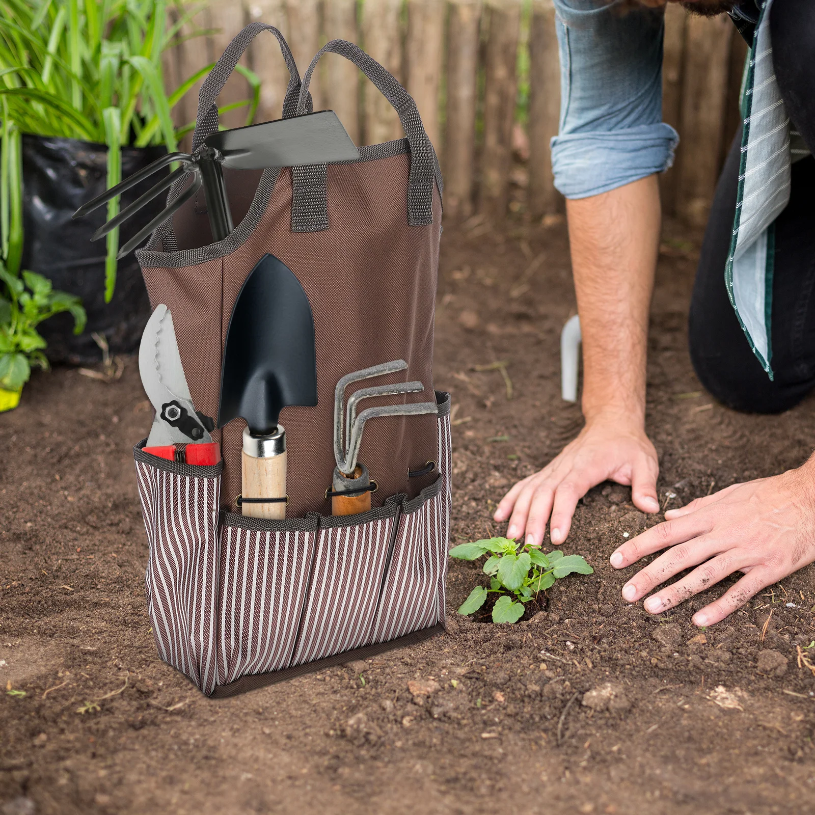 

Garden Tools Storage Bag Waterproof Oxford Cloth Large Capacity Multifunction Portable Tool Organizer for Garden Beach Outdoor