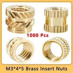 1000Pcs M3x4x5 Brass Insert Nut Holt Melt Nuts Inserts 3D Printing Insertnut Heating Insertion Copper Metric Threaded Nuts