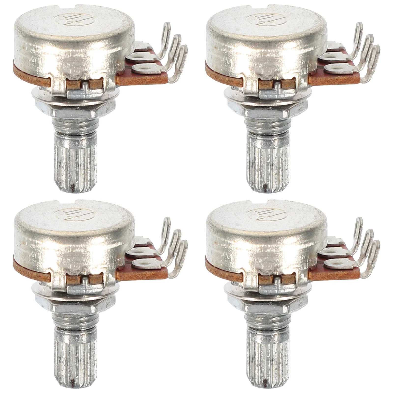 

4pcs Audio A500K B500K Volume Split Shaft Potentiometer Control Center Detent Stereo Guitar Pots Kit Split Shaft