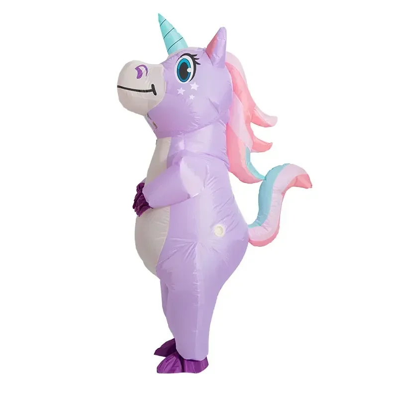 Purple Unicorn Inflatable Costume Adult Kids Rainbow Halloween Costumes For Wommen Men Carnival Mascot Christmas Cosplay MN10