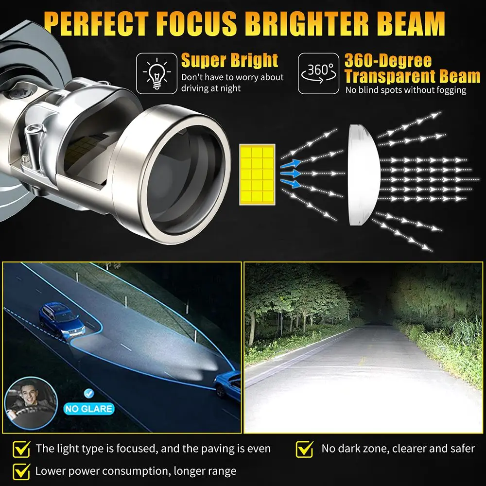 AILEO 2 PCS H7 LED H11 LED Mini Projector Headlight Bulbs 30000LM 90W 6000K IP68 LHD RHD HB3 LED HB4 LED Car Headlight Bulbs